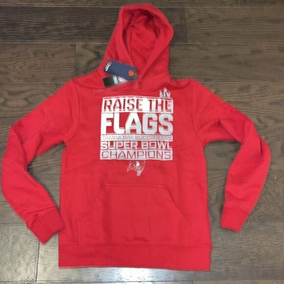 New Red TAMPA BAY BUCCANEERS SUPER BOWL LIV CHAMPIONS HOODIE Hooded Sweatshirt - Picture 1 of 2
